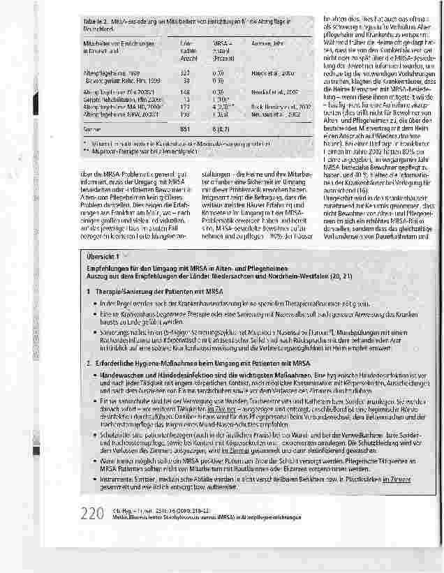 Vorschauseite 3: Methicillinresistenter Staphylococcus aureus (MRSA) in Altenpflegeeinrichtungen. Was tun?