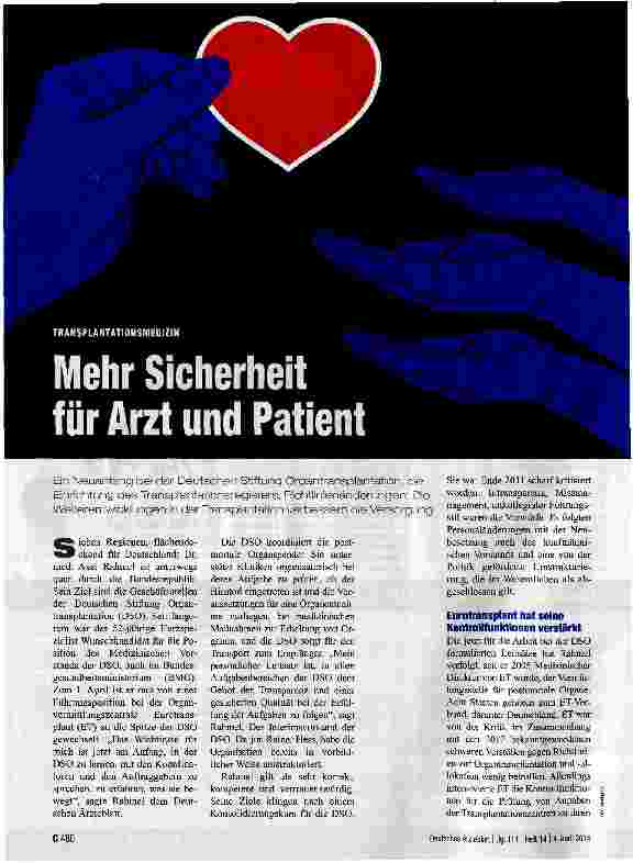 Vorschauseite 1: Mehr Sicherheit für Arzt und Patient