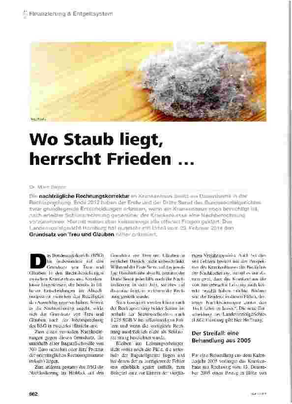 Vorschauseite 1: Wo Staub liegt, herrscht Frieden ...