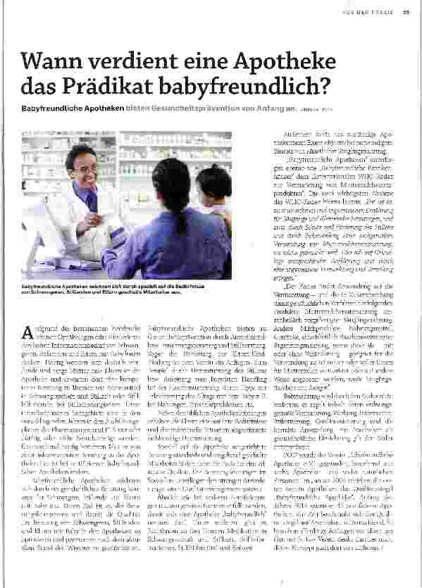 Vorschauseite 1: Wann verdient eine Apotheke das Prädikat babyfreundlich?