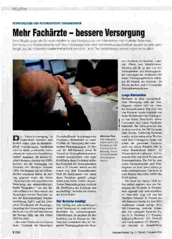 Vorschauseite 1: Mehr Fachärzte - bessere Versorgung