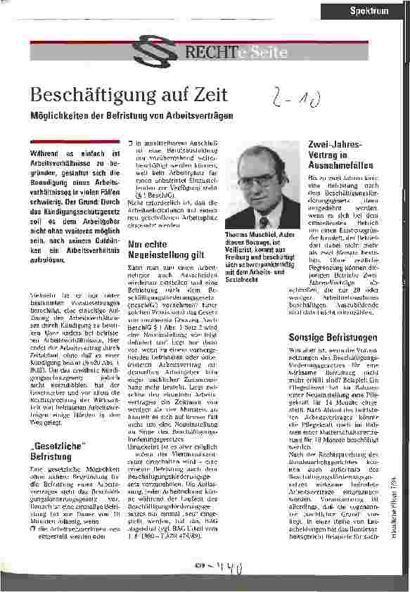 Vorschauseite 1: Beschäftigung auf Zeit Möglichkeiten der Befristung von Arbeitsverträgen