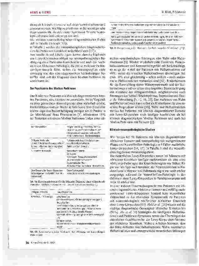 Vorschauseite 2: Lewy-Körperchen Demenz -Rarität oder Entität?