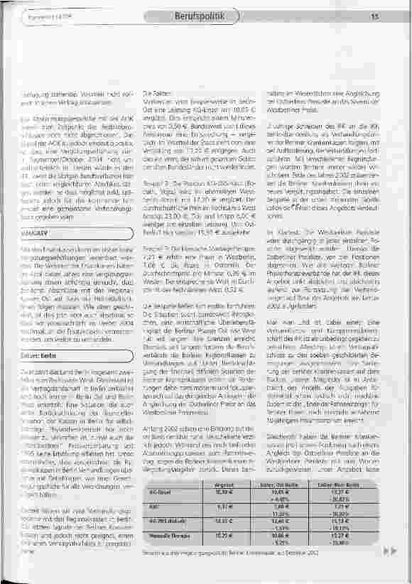 Vorschauseite 2: Kassenverhandlungen Ost 2004 mit Exkurs Berlin