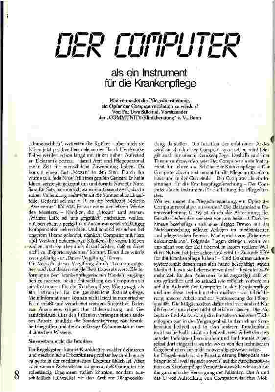 Vorschauseite 1: Der Computer als eine Instrument für die Krankenpflege