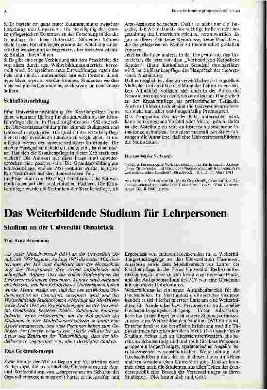 Vorschauseite 1: Das Weiterbildende Studium für Lehrpersonal Studium an der Universität Osnabrück