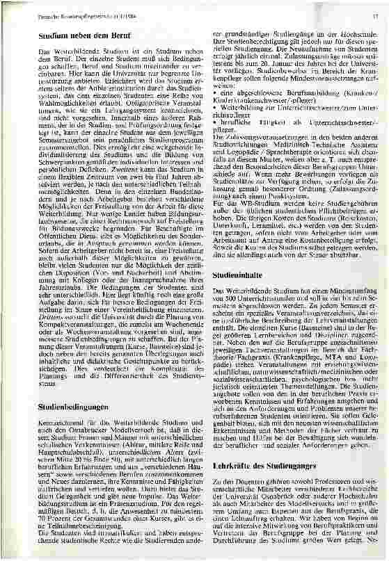 Vorschauseite 2: Das Weiterbildende Studium für Lehrpersonal Studium an der Universität Osnabrück