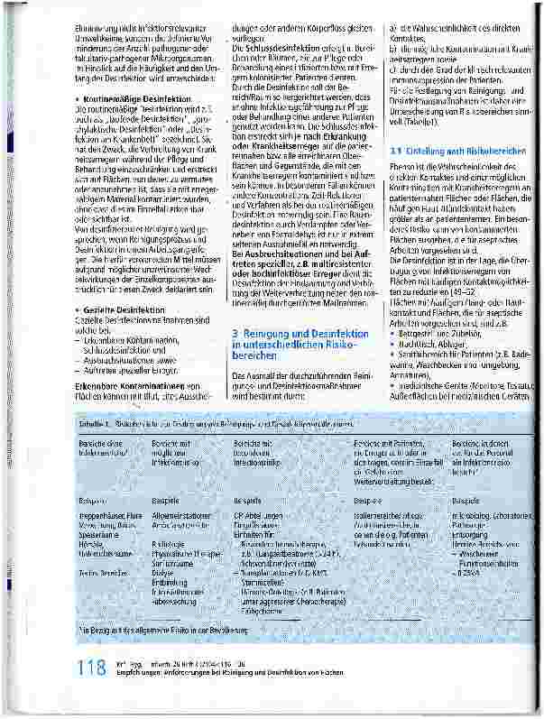 Vorschauseite 3: Anforderungen an die Hygiene bei der Reinigung und Desinfektion von FlächenEmpfehlung der Kommission für Krankenhaushygiene und Infektionsprävention beim Robert Koch-Institut