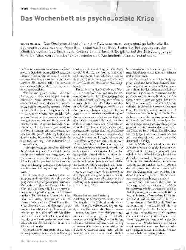 Vorschauseite 1: Das Wochenbett als psychosoziale Krise