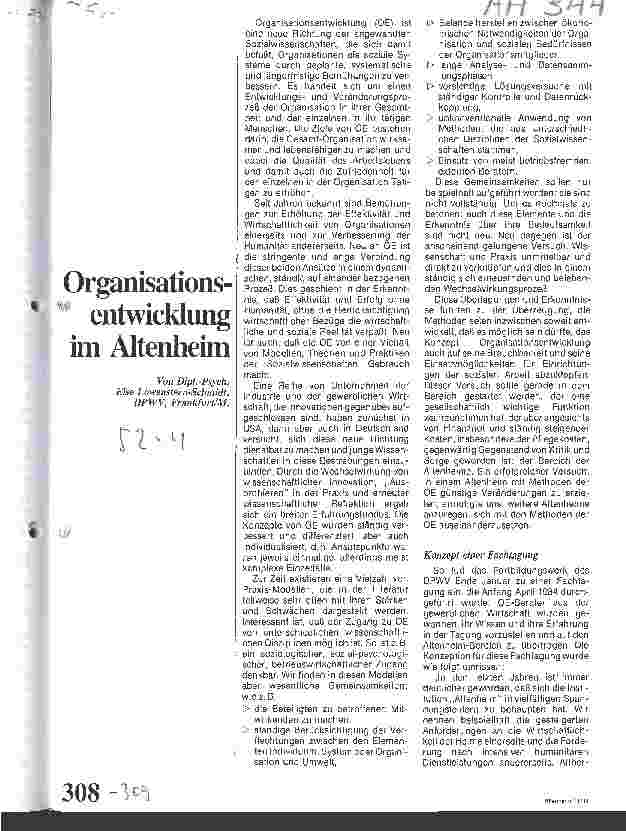 Vorschauseite 1: Organisationsenstwicklung im Altenheim