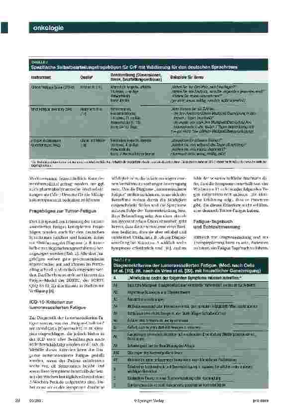 Vorschauseite 3: Voraussetzung für Therapie und RehabilitationDiagnostik und Differenzialdiagnostik derTumor-Fatigue