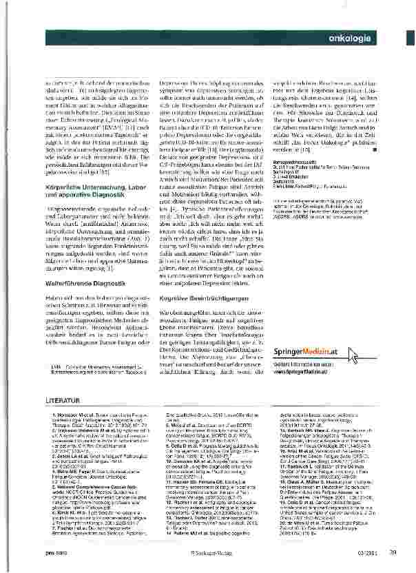 Vorschauseite 4: Voraussetzung für Therapie und RehabilitationDiagnostik und Differenzialdiagnostik derTumor-Fatigue