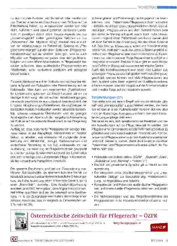 Vorschauseite 4: Die Auswirkungen der Eingliederung von Pflegepersonen aus dem Ausland in die österreichische Altenpflege