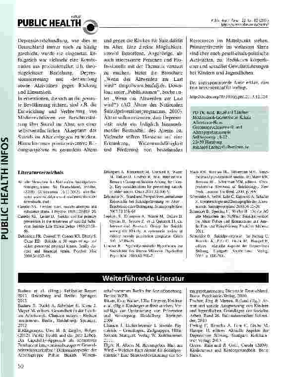 Vorschauseite 2: Suizidprävention im Alter
