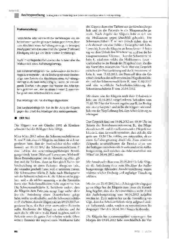 Vorschauseite 2: Drohung mit einer Strafanzeige zum Zwecke des Abschlusses eines Aufhebungsvertrags