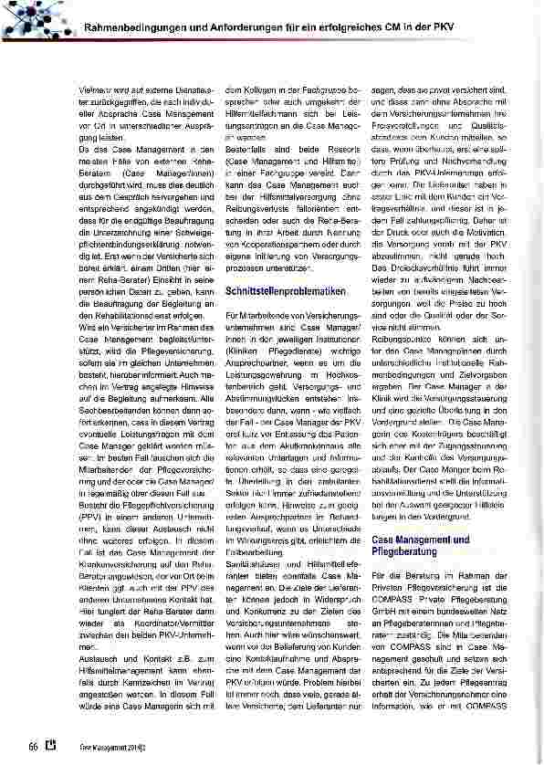 Vorschauseite 3: Rahmenbedingungen und Anforderungen für ein erfolgreiches Case Management in der PKV
