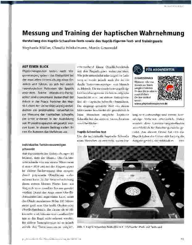 Vorschauseite 1: Messung und Training der haptischen Wahrnehmung