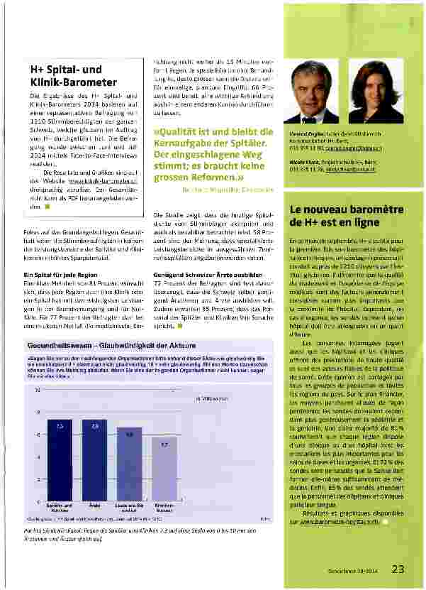 Vorschauseite 2: Spitäler sind glaubwürdig und leisten hohe Qualität