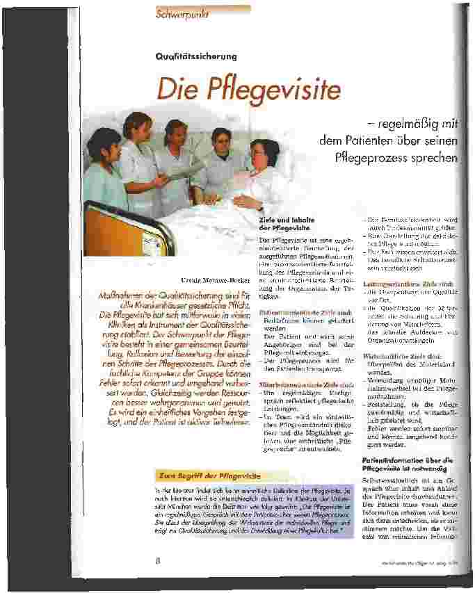 Vorschauseite 1: Die Pflegevisite - regelmäßig mit dem Patienten über seinen Pflegeprozess sprechen