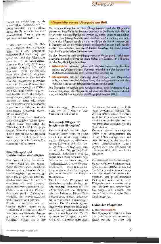 Vorschauseite 2: Die Pflegevisite - regelmäßig mit dem Patienten über seinen Pflegeprozess sprechen