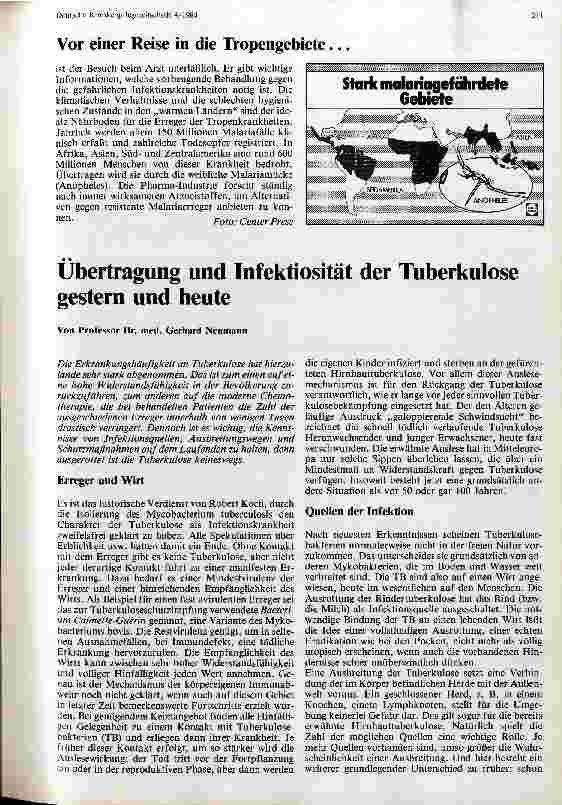 Vorschauseite 1: Übertragung und Infektiosität der Tuberkolose gestern und heute
