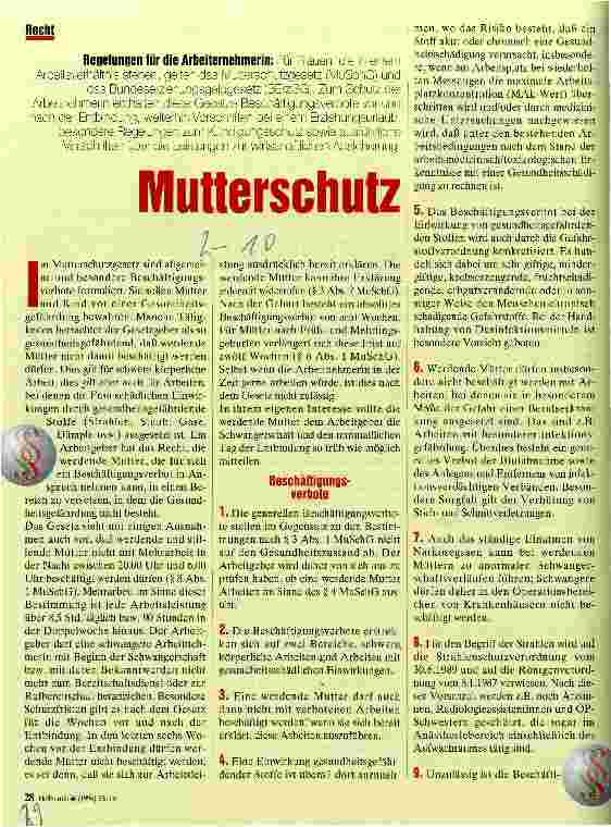 Vorschauseite 1: Mutterschutz Regelungen für die Arbeitnehmerin