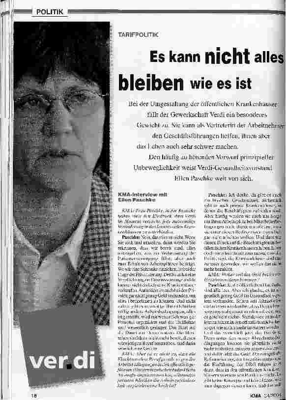 Vorschauseite 1: Tarifpolitik: Es kann nicht alles bleiben wie es ist