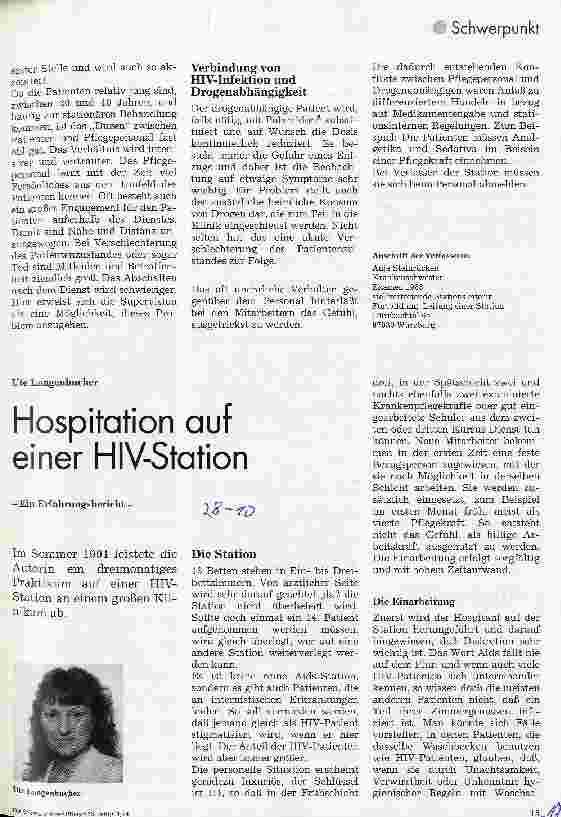 Vorschauseite 1: Hospitation auf einer HIV-Station Ein Erfahrungsbericht