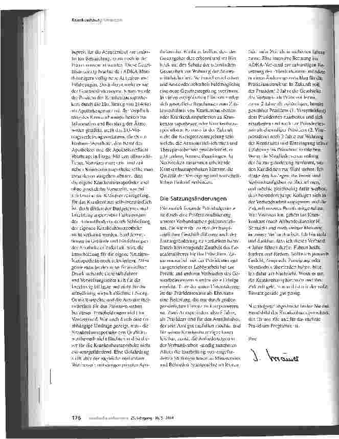 Vorschauseite 2: Ein Krankenhaus ohne Krankenhausapotheke ist kein richtiges Krankenhaus! Eine präsidiale Amtsperiode im Rückblick und Ausblick