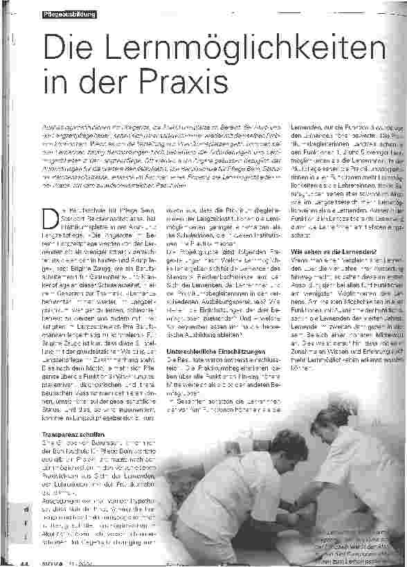 Vorschauseite 1: Die Lernmöglichkeiten in der Praxis