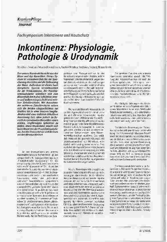 Vorschauseite 1: Inkontinenz: Physiologie, Pathologie & Urodynamik