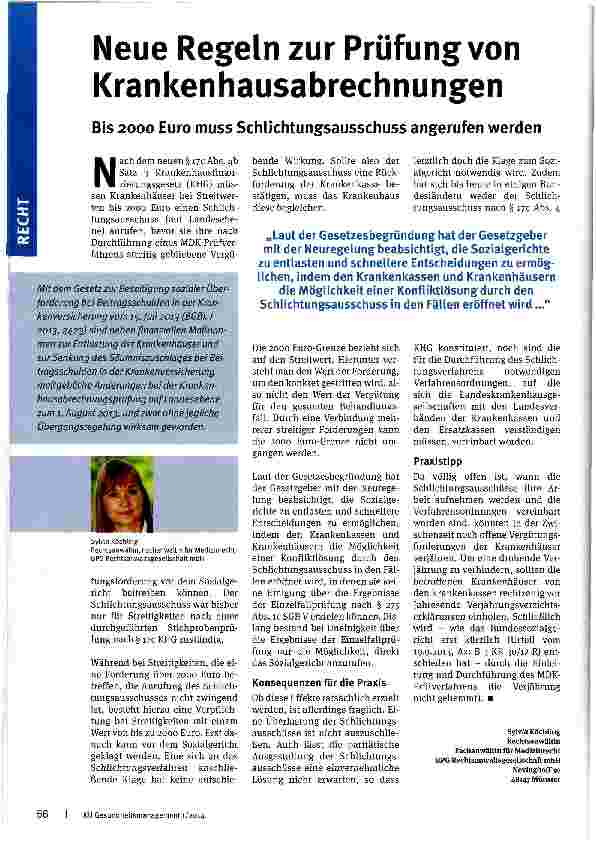 Vorschauseite 1: Neue Regeln zur Prüfung von Krankenhausabrechnungen