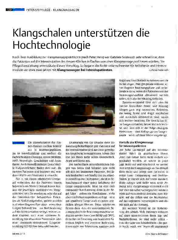 Vorschauseite 1: Klangschalen unterstützen die Hochtechnologie