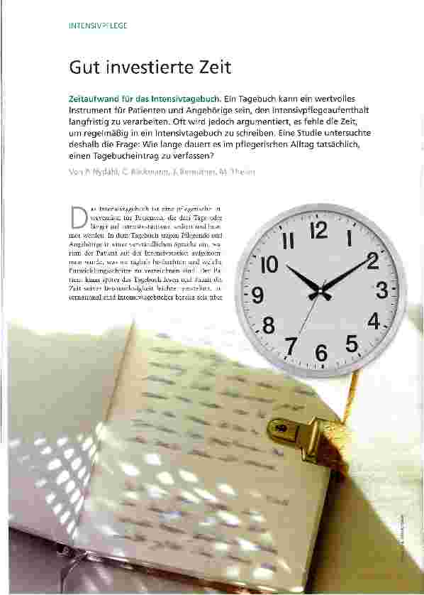 Vorschauseite 1: Gut investierte Zeit - Zeitaufwand für das Intensivtagebuch