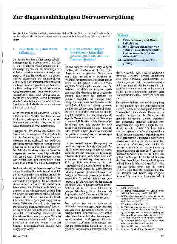 Vorschauseite 1: Zur diagnoseabhängigen Betreuervergütung