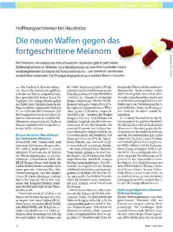 Vorschauseite 1: Die neuen Waffen gegen das fortgeschrittene Melanom