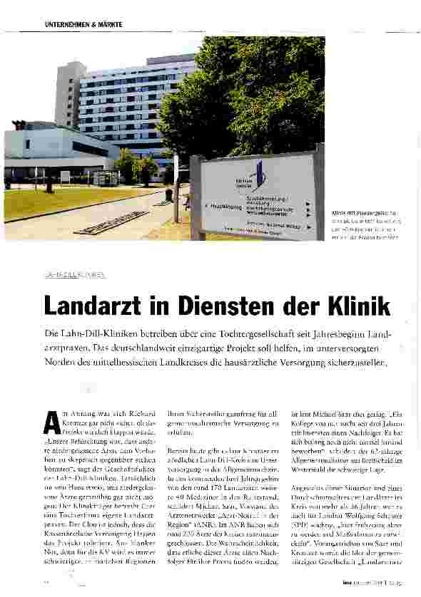 Vorschauseite 1: Landarzt in Diensten der Klinik