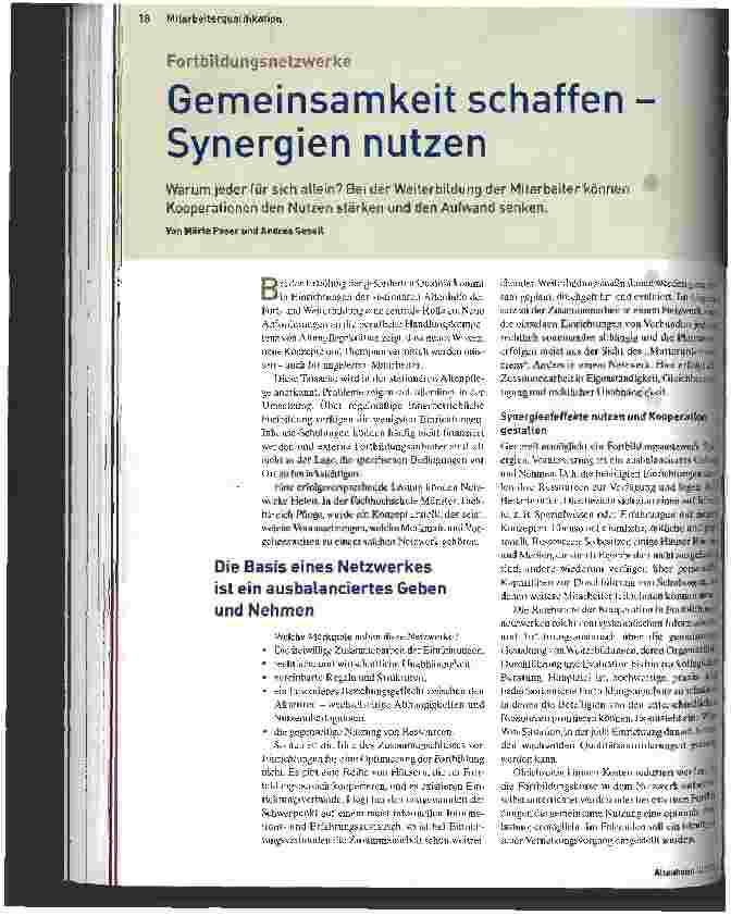 Vorschauseite 1: Gemeinsamkeit schaffen - Synergien nutzen