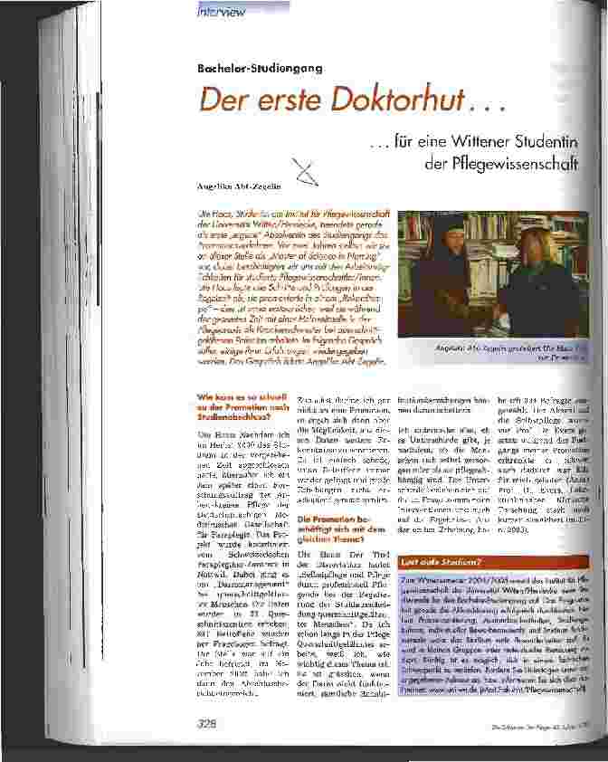 Vorschauseite 1: Der erste Doktorhut für eine Wittener Studentin der Pflegewissenschaft Bachelor-Studiengang