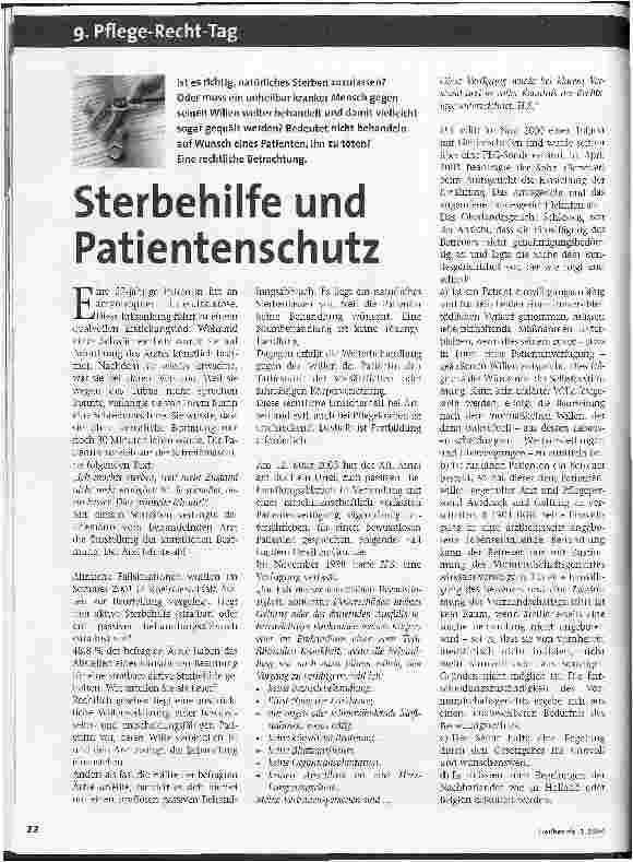 Vorschauseite 1: Sterbehilfe und Patientenschutz