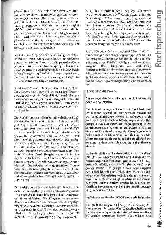 Vorschauseite 6: Eingruppierung einer Altenpflegehelferin Eingruppierung einer Altenpflegehelferin