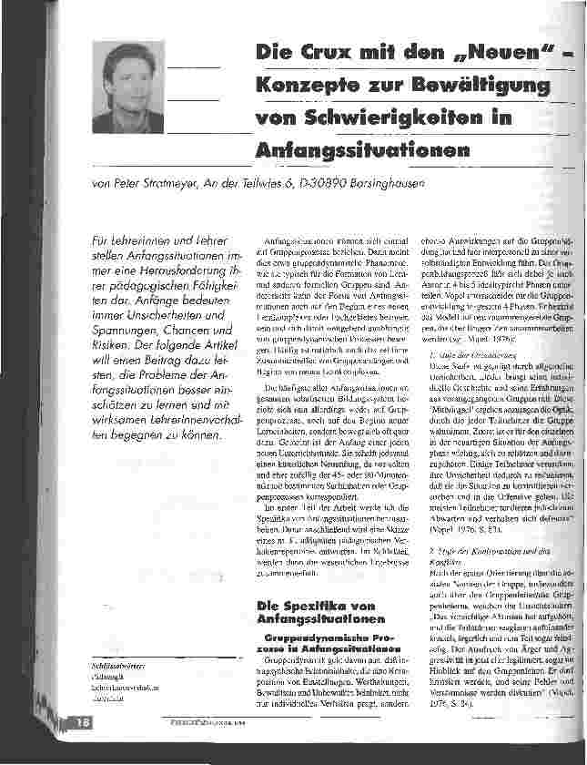 Vorschauseite 1: Die Crux mit den Neuen - Konzepte zur Bewältigung von Schwierigkeiten in Anfangssituationen