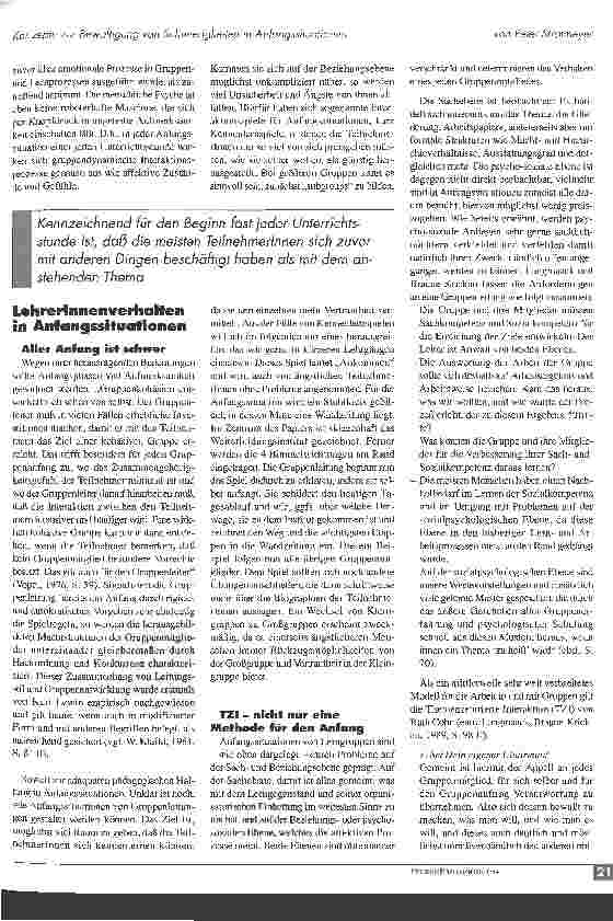 Vorschauseite 4: Die Crux mit den Neuen - Konzepte zur Bewältigung von Schwierigkeiten in Anfangssituationen