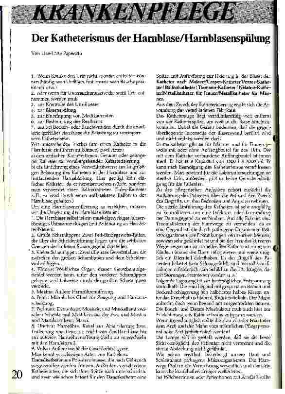 Vorschauseite 1: Der Katheterismus der Harnblase/ Harnblasenspülung