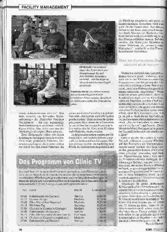 Vorschauseite 3: Klinikfernsehen: Ärzte auf Sendung