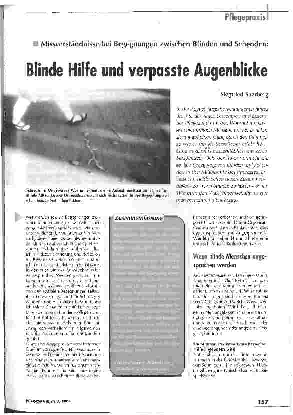 Vorschauseite 1: Blinde Hilfe und verpasste Augenblicke