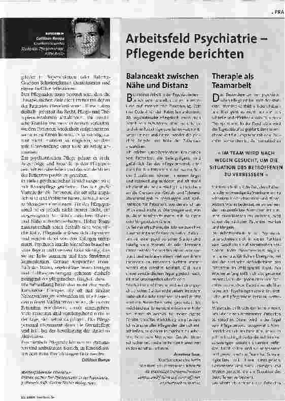 Vorschauseite 2: Die etwas andere Pflege. Arbeiten in der Psychiatrie