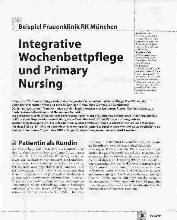 Vorschauseite 1: Integrative Wochenbettpflege und Primary NursingBeispiel Frauenklinik RK München