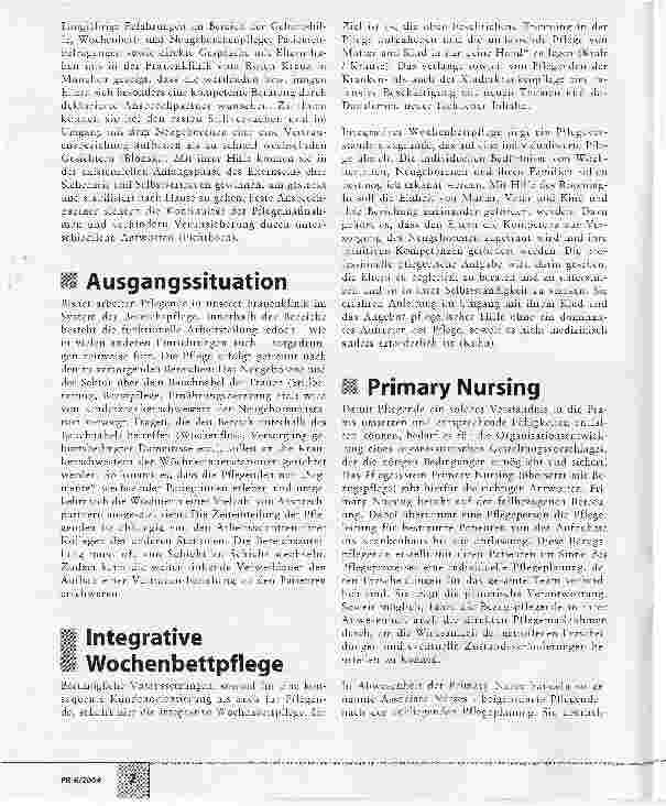 Vorschauseite 2: Integrative Wochenbettpflege und Primary NursingBeispiel Frauenklinik RK München