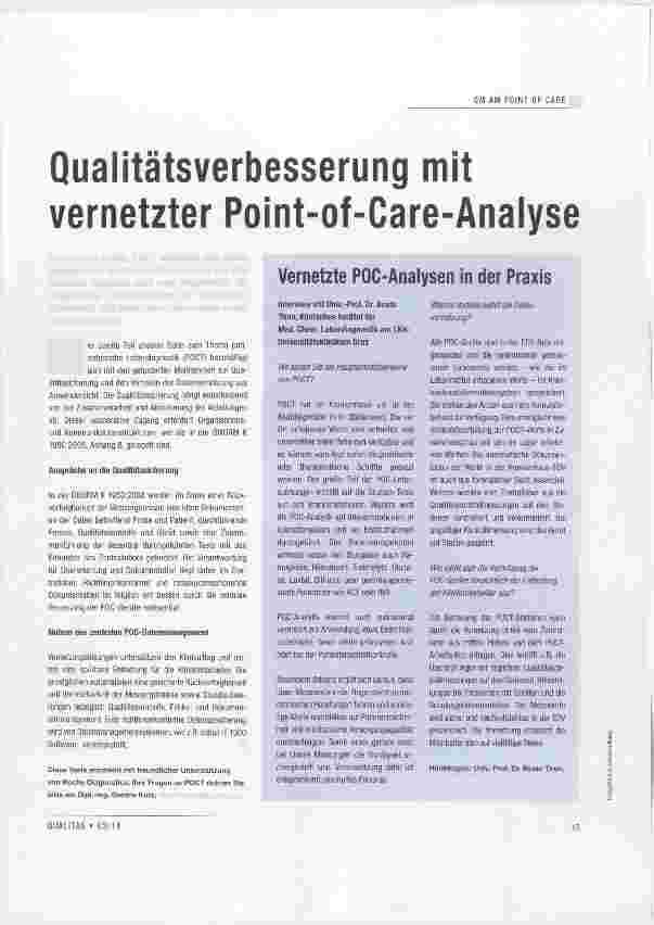 Vorschauseite 1: Qualitätsverbesserung mit vernetzter Point-of-Care-Analyse